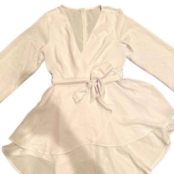 Women Casual Dress Flowy Bohemian Tshirt Wrap Dress Tie Waist Shift Mini Dress T - Picture 17 of 17